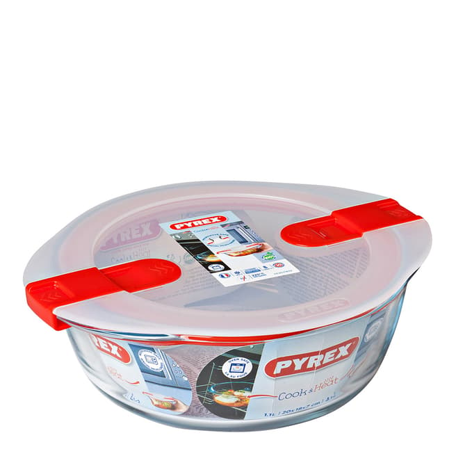 Pyrex COOK&HEAT Round Dish with Lid, 1.1L