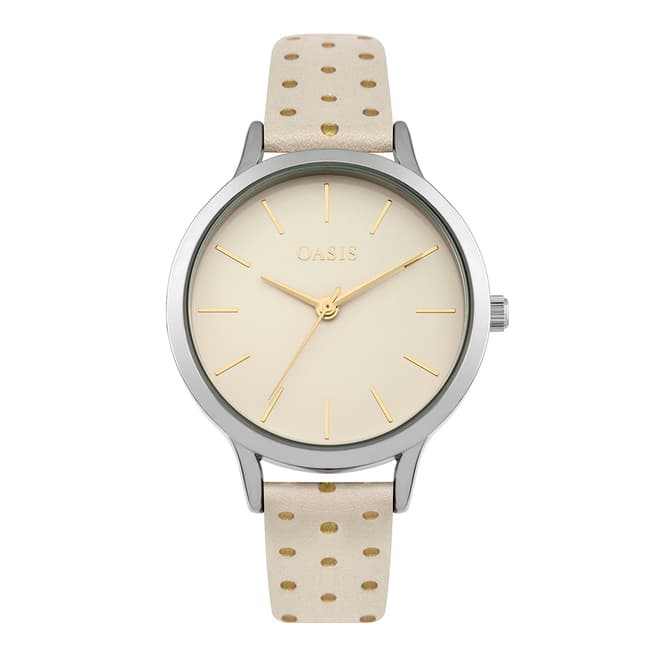 Oasis Cream Polka Dot Leather Strap Watch