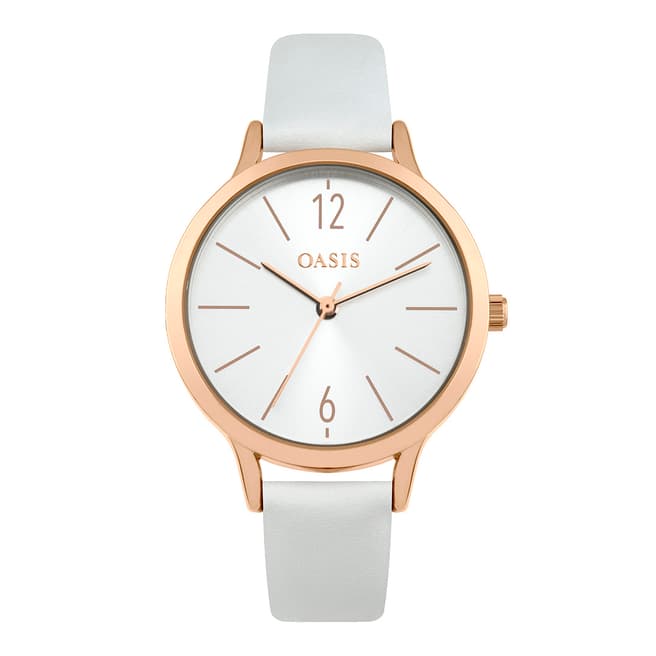 Oasis White Leather Strap Watch