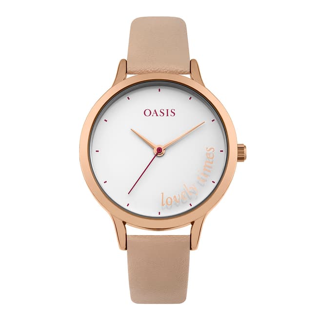 Oasis Cream Leather Strap Watch