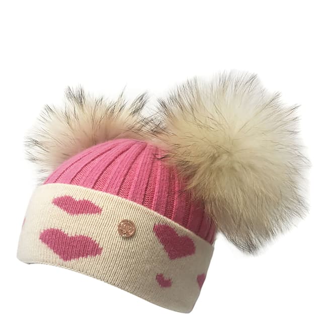 Look Like Cool Kids Strawberry Pink and Cream Hearts Beanie