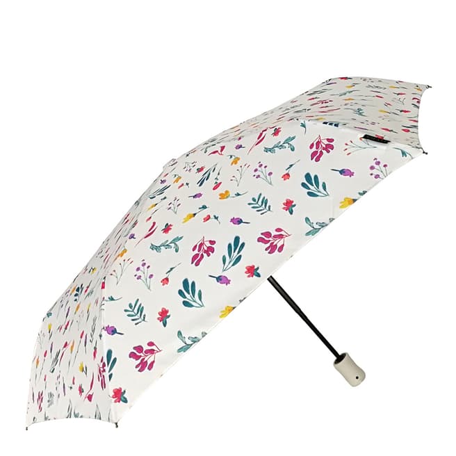 Smati White / Multi Coloured Flower Folding Umbrella