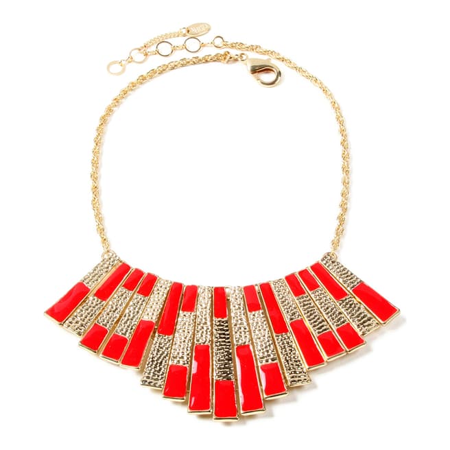 Amrita Singh Gold Red Enamel Rectangle Necklace