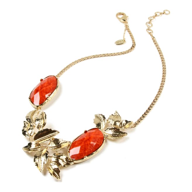 Amrita Singh Gold Orange Resin Ornate Necklace