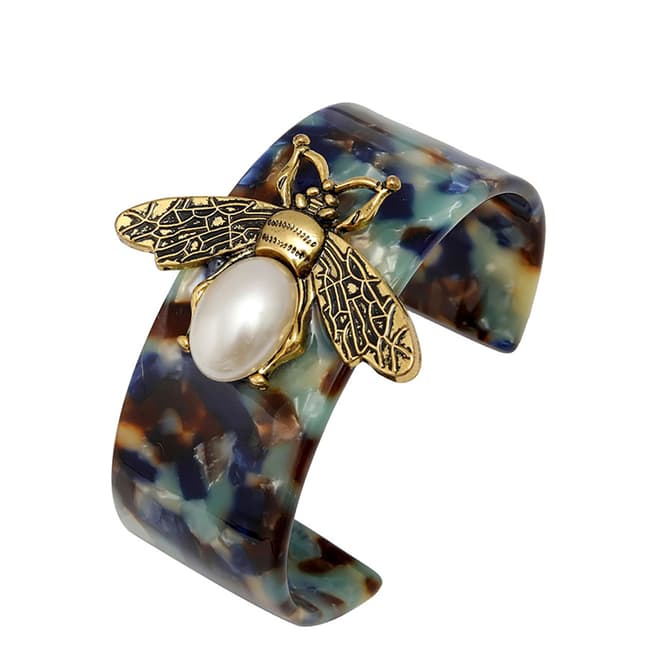 Amrita Singh Blue Resin Cuff with Bee Detail
