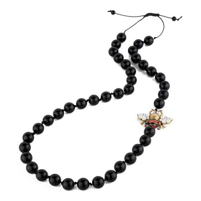Amrita Singh Black Bead Bee Necklace