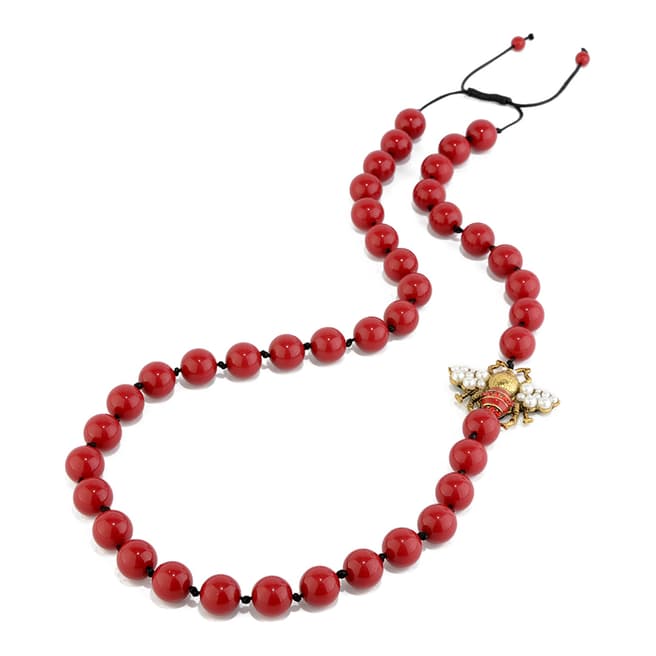 Amrita Singh Red Bead Bee Necklace