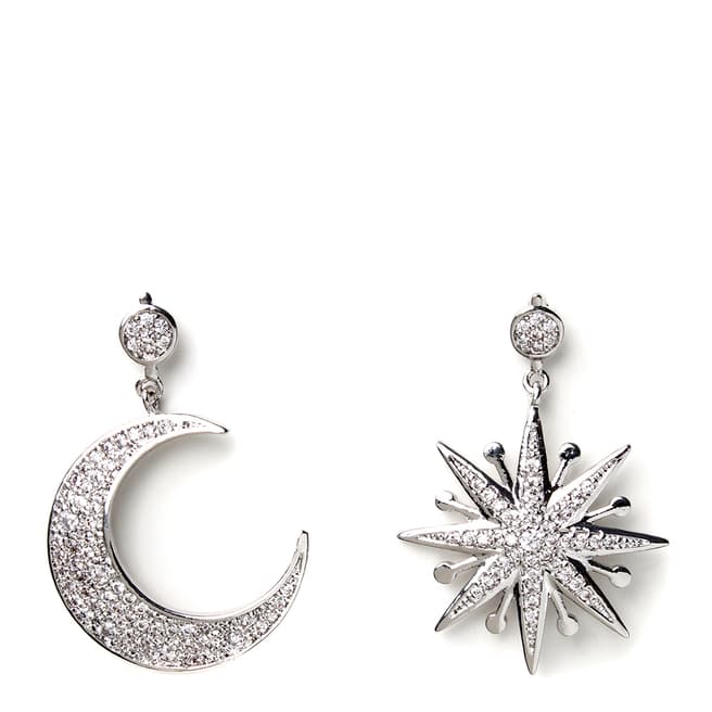 Amrita Singh Silver Moon and Star Drop Earrings