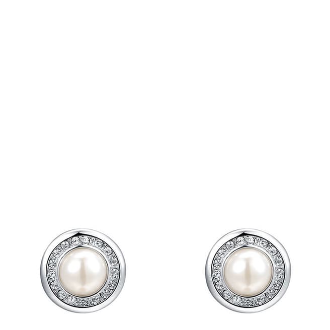 Ma Petite Amie Silver Pearl Earrings with Swarovski Crystals