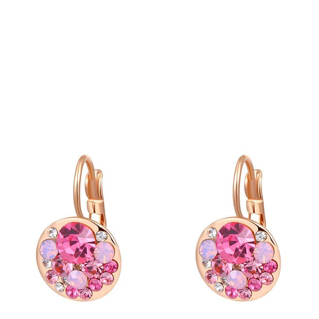 Ma Petite Amie Rose Gold Plated Pink Clip Earrings with Swarovski Crystals