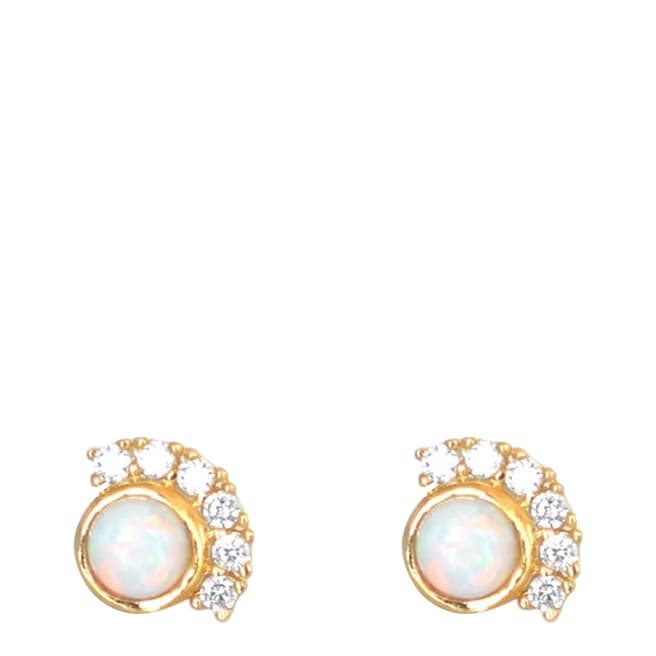 Ma Petite Amie Gold Plated Opal Earrings with Swarovski Crystals