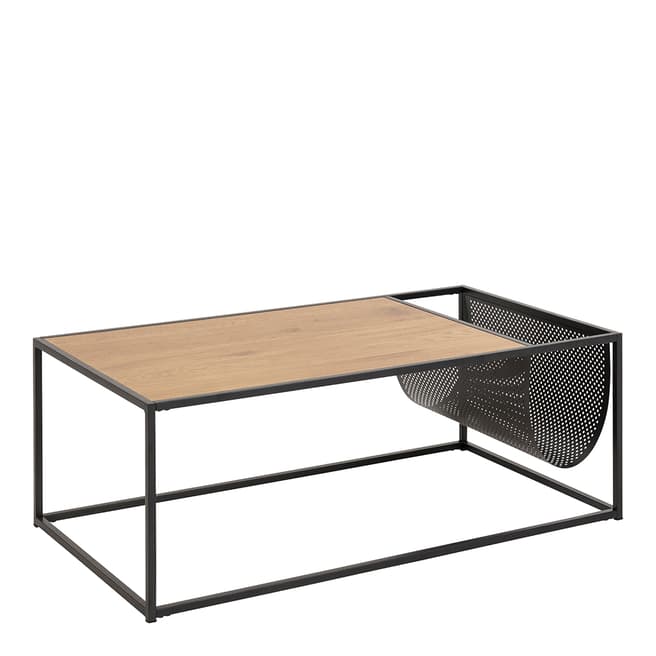 Scandi Luxe Seaford Coffee Table With Paper Rack, Oak