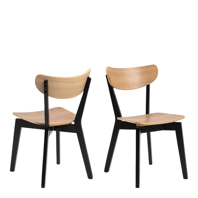 Scandi Luxe Pair Of Roxby Dining Chairs, Black Oak