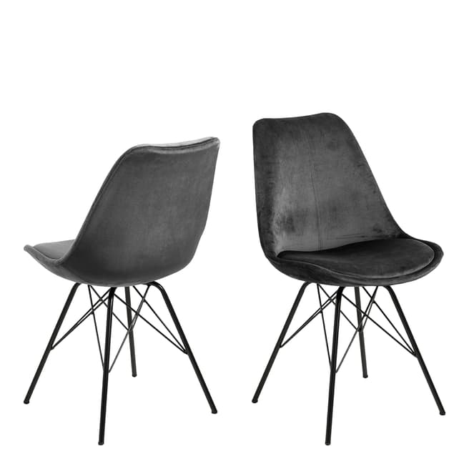 Scandi Luxe Pair Of Eris Dining Chairs, Velvet Grey