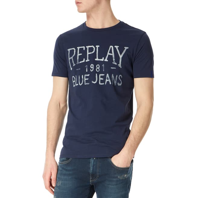 Replay Navy Vintage Jeans Logo T-Shirt