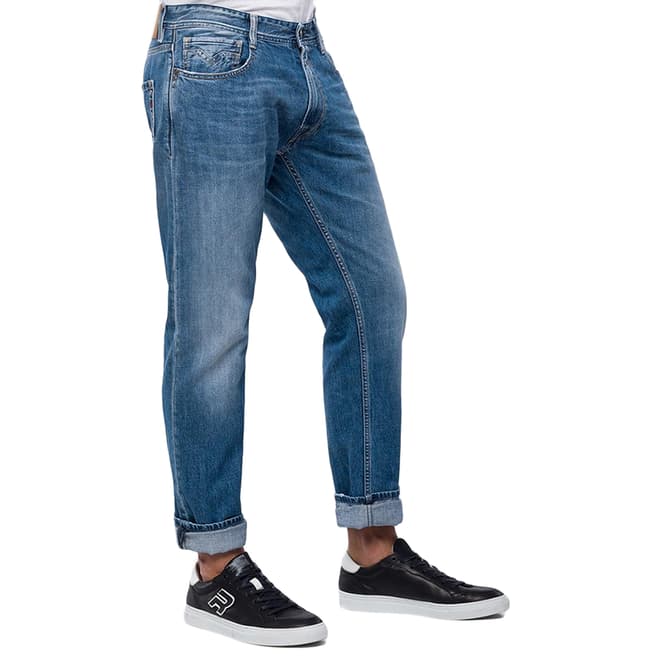 Replay Mid Blue Rob Straight Tapered Jeans