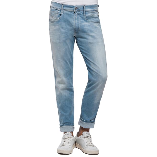 Replay Light Blue Anbass Hyperflex Tapered Stretch Jeans
