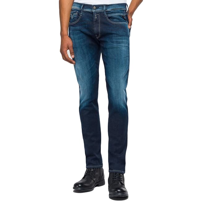 Replay Washed Blue Anbass Hyperflex Slim Stretch Jeans