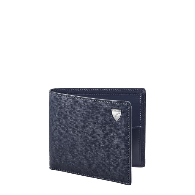 Aspinal of London Navy Smooth Coin Billfold Wallet