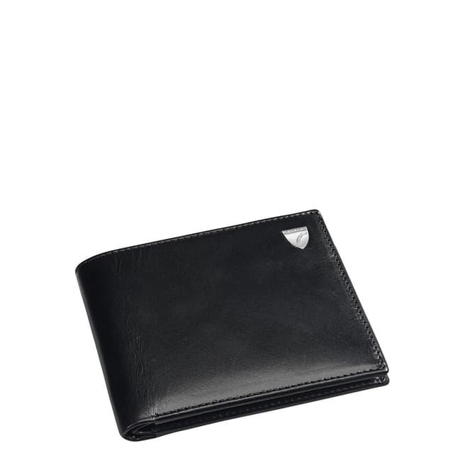 Aspinal of London New Billfold Wallet 8 CC Black Smooth