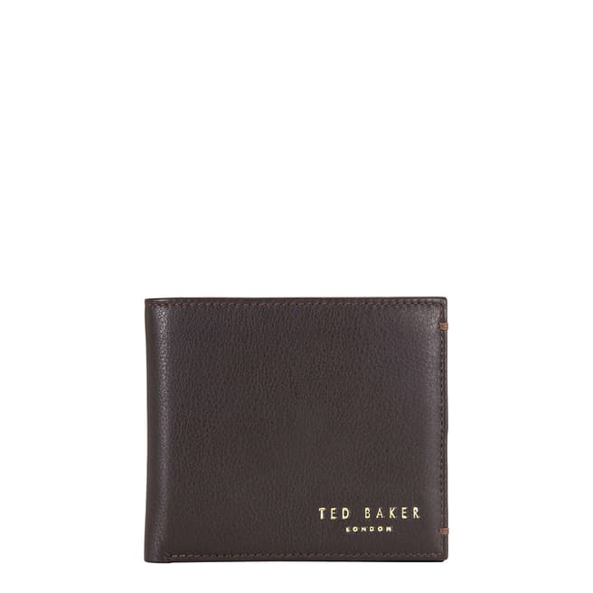 Ted Baker Chocolate Brown Bifold Coin Leather Wallet