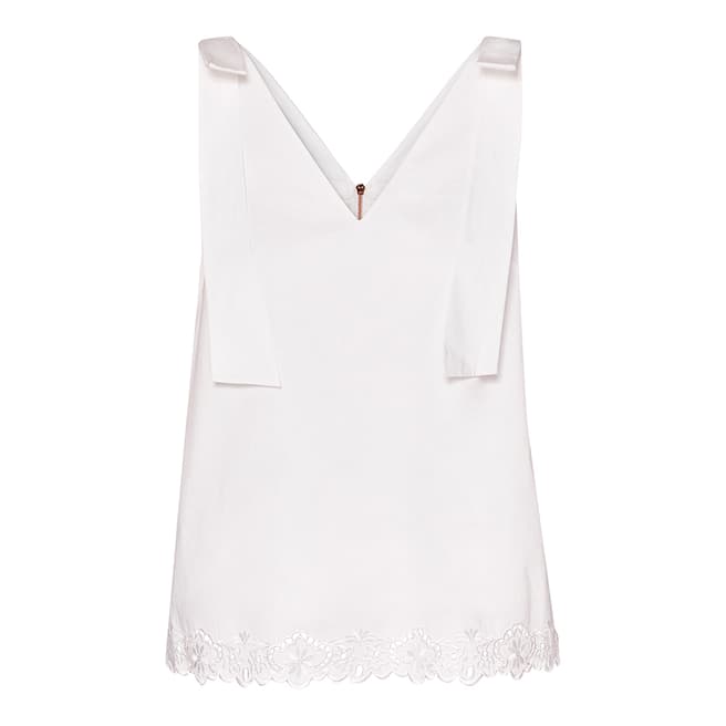 Ted Baker White Daynaa Bow Cotton Stretch Top