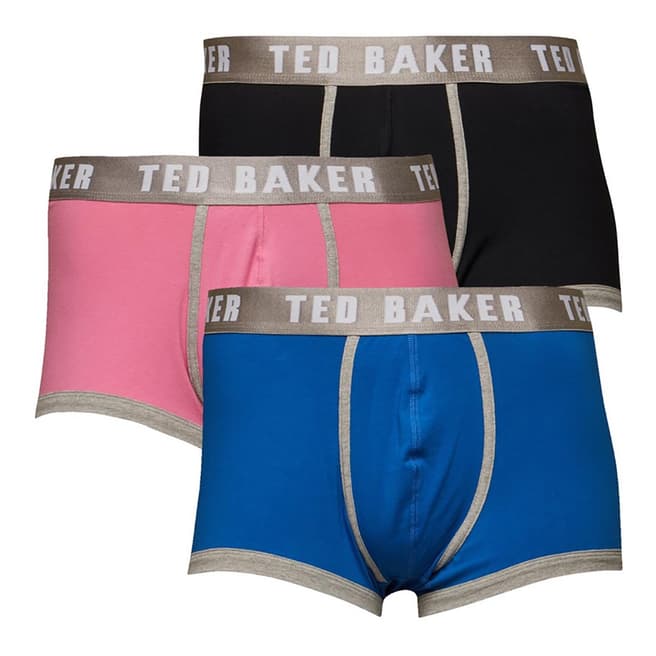 Ted Baker Black/Blue/Pink 3 Pack Docpet Plain Boxer