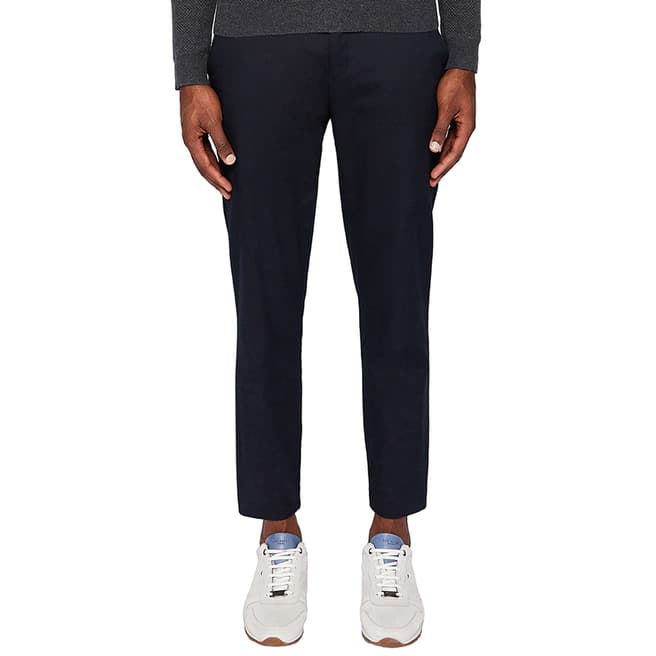Ted Baker Navy Cliftro Relaxed Cotton Stretch Trousers