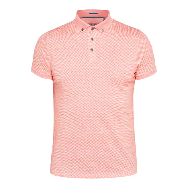 Ted Baker Coral Fliythe Geo Cotton Polo Shirt