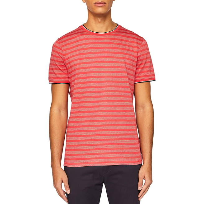Ted Baker Coral Birdseye Stripe Cotton T-Shirt