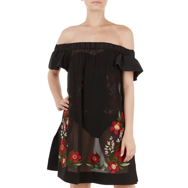 Ted Baker Black Delmeso Embroidered Bardot Cover Up