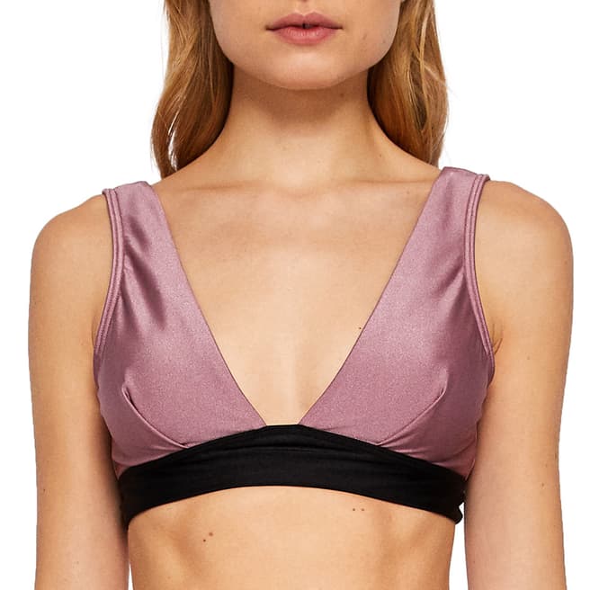 Ted Baker Purple/Khaki Pallela Contrast Bikini Top