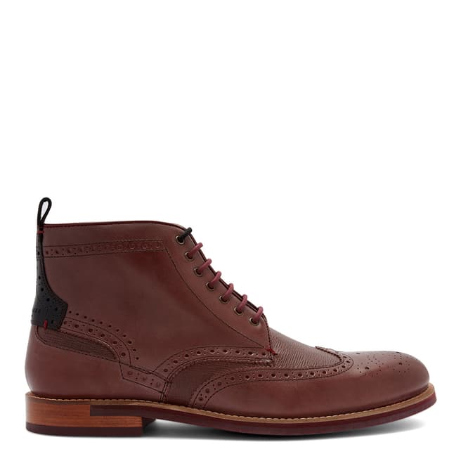 Ted Baker Dark Red Hjenno Brogue Ankle Boots
