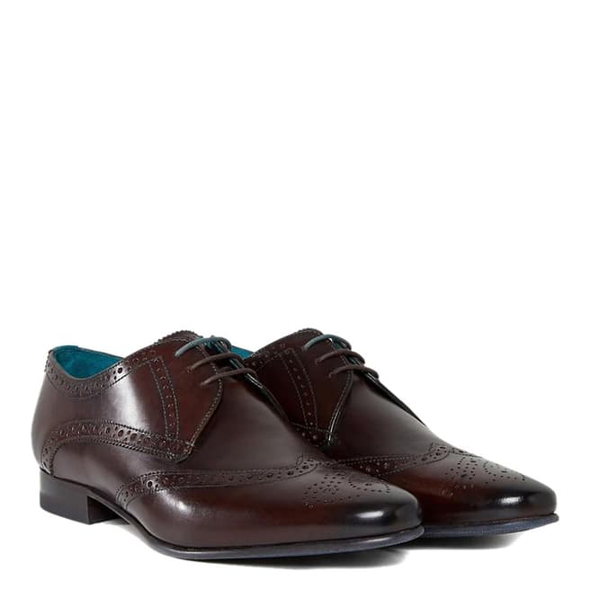 Ted Baker Brown Hosei Leather Wing Cap Brogues