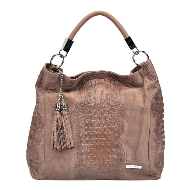 Sofia Cardoni Taupe Leather Hobo Bag