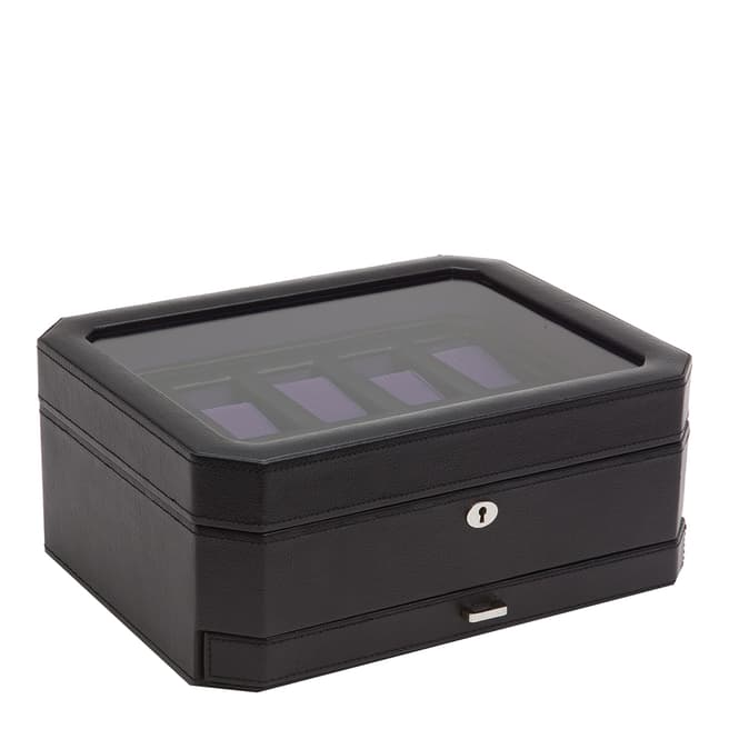 WOLF Black/Purple Windsor Vegan Leather 10 Piece Watch Box with Drawer