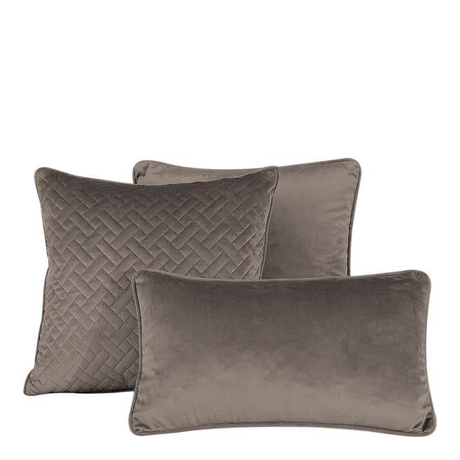 Limited Edition French Velvet Piped 45x45cm Cushion, Taupe