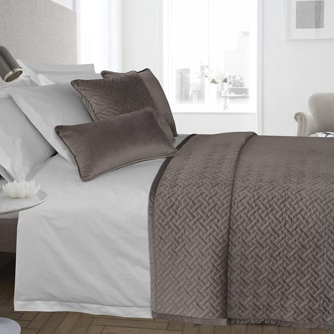 Limited Edition French Velvet 135x220cm Bedspread, Taupe