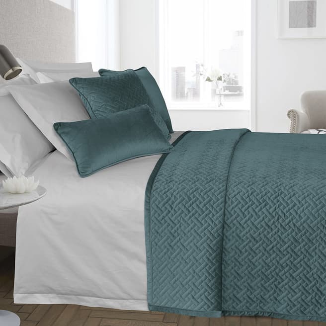 Limited Edition French Velvet 135x220cm Bedspread, Teal