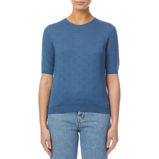 PAUL SMITH Blue Wool/Silk Blend T-Shirt