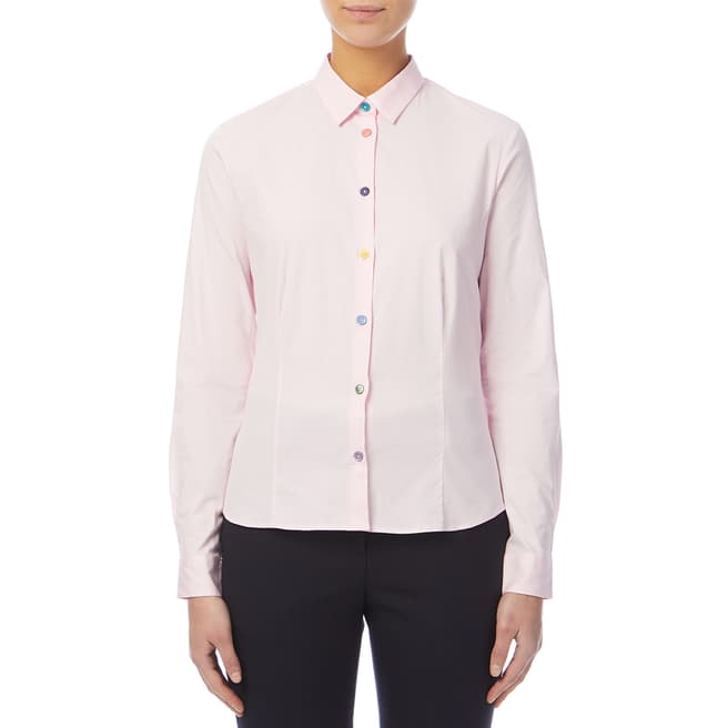 PAUL SMITH Pink Colourful Button Stretch Cotton Shirt