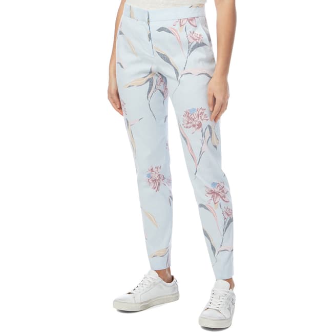 PAUL SMITH Light Blue Patterned Tapered Trousers