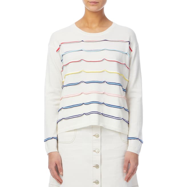 PAUL SMITH White Striped Wool Jumper