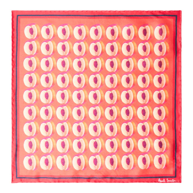 PAUL SMITH Red Peach Print Pocket Square