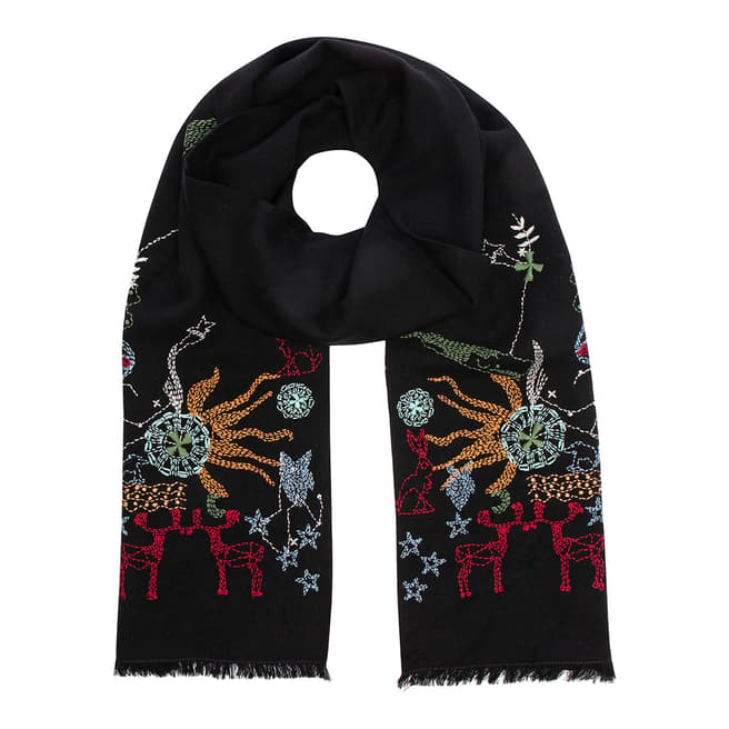 PAUL SMITH Black Embroidered Izzy Scarf