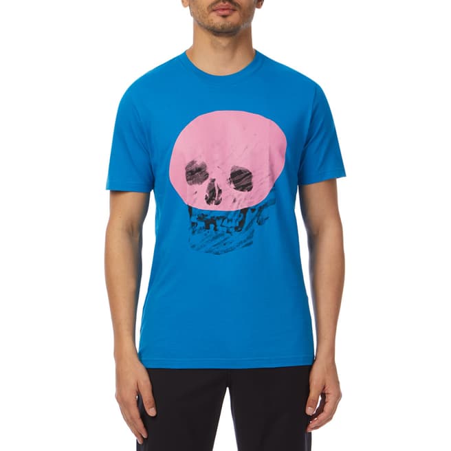 PAUL SMITH Blue Pink Skull Regular T-Shirt