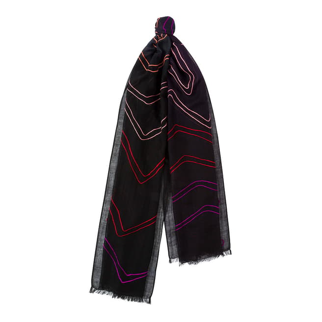 PAUL SMITH Multi Zig Zag Embroidered Wool Scarf