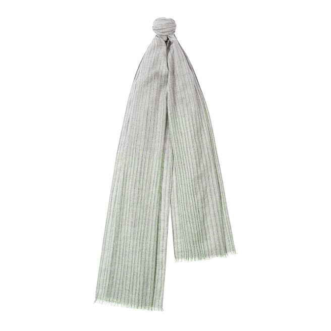 PAUL SMITH Grey Lime Embroidered Pinstripe Scarf