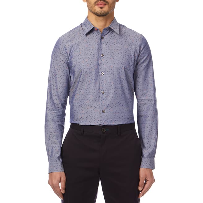 PAUL SMITH Blue Print Tailored Fit Shirt