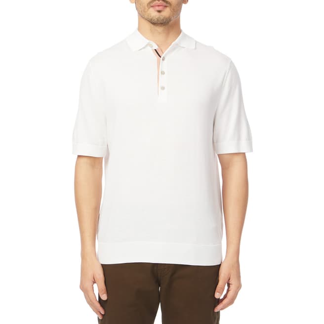 PAUL SMITH White Cotton Polo Shirt